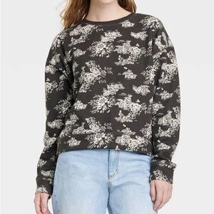 Universal Thread Women's Floral Toile Print Fleece Sweatshirt sz M